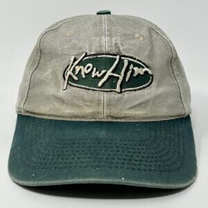 Vintage 90s Know Him Hat Baseball Cap God Jesus Christ Christian Strapback Beige